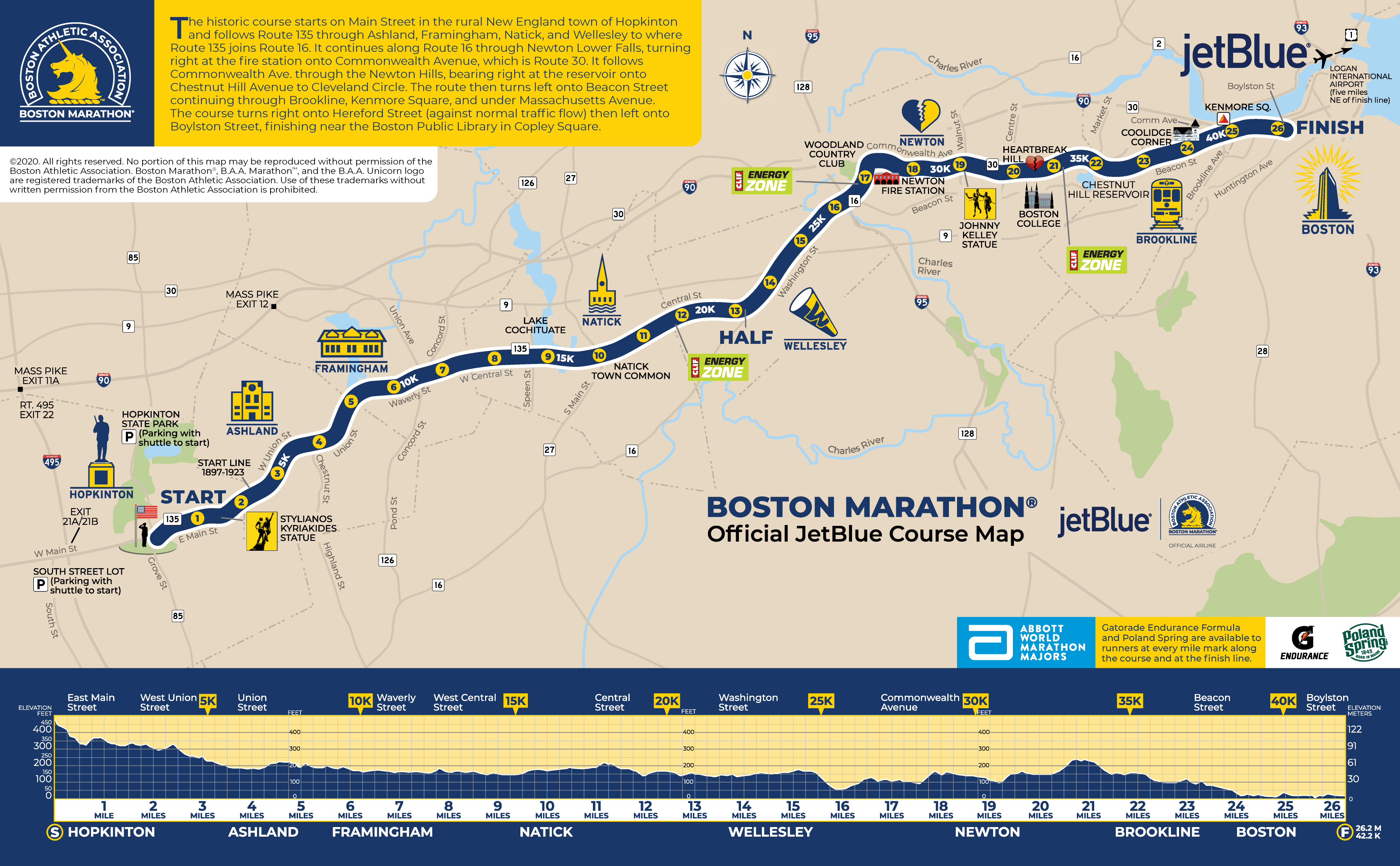 Boston Marathon Route Map Map Of The Usa With State Names