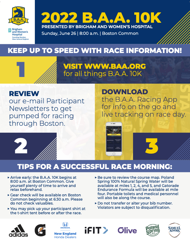 2022 B.A.A. 10K Participant Flier
