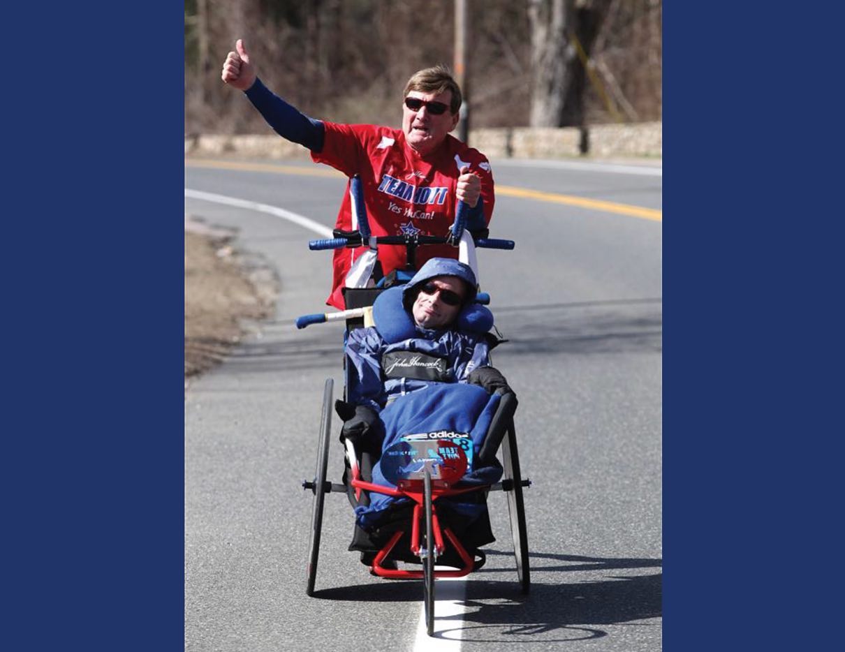 Rick Hoyt and Dick Hoyt at the Boston Marathon