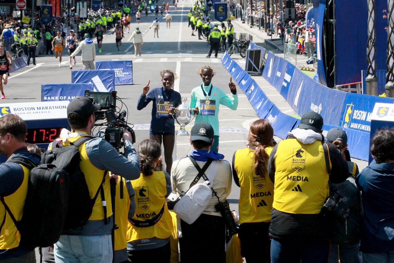 Photographers at Boston Marathon Finish